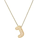 Koyzsen 14k Gold Plated Bubble Balloon Necklace Letter A, Trendy Tiny Cute Personalized Monogram Name Jewelry Pendant Choker, Exquisite Accessories Suitable for Womans