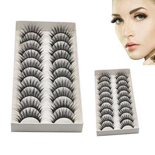Oksale® 10 Pairs Thick Long Cross Party False Eyelashes Black Band Fake Eye Lashes (Black) - Thumbnail 3