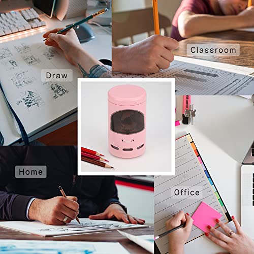 Pencil Sharpeners with Desk Vacuum, STFALI Electric Pencil Sharpener with Desk Vacuum Cleaner Mini (2 in 1), 6 7 8 9 10 Year Old Girl Gifts School Supplies for Kids Classroom Organization, Pink