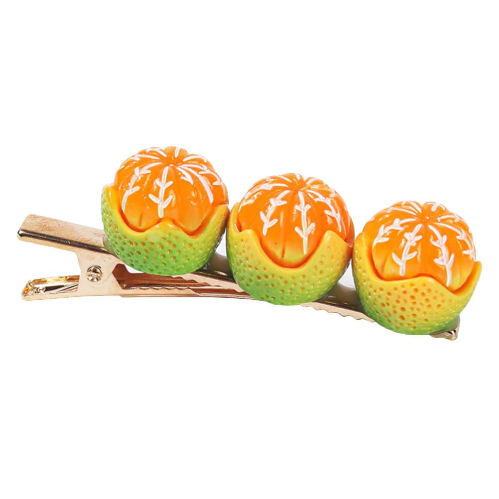 FRCOLOR Women Hair Clip Small Orange Fruit Hairpin Realistic Half Peeled Design Cute Hair Accessory for Daily and Party Use