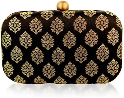 Stylish box clutch silk brocade party evening clutches for women