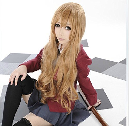 EZ2WORLD Aisaka Taiga Tiger x Dragon Wave Long Light Brown Cosplay Party Wig+ wig cap