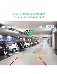 Junsun Cámara de seguridad con espejo para salpicadero, pantalla táctil de 10 pulgadas, 1080P, con doble lente Full HD, cámara de marcha atrás, gran angular de 170 grados, con sensor G, monitor de aparcamiento