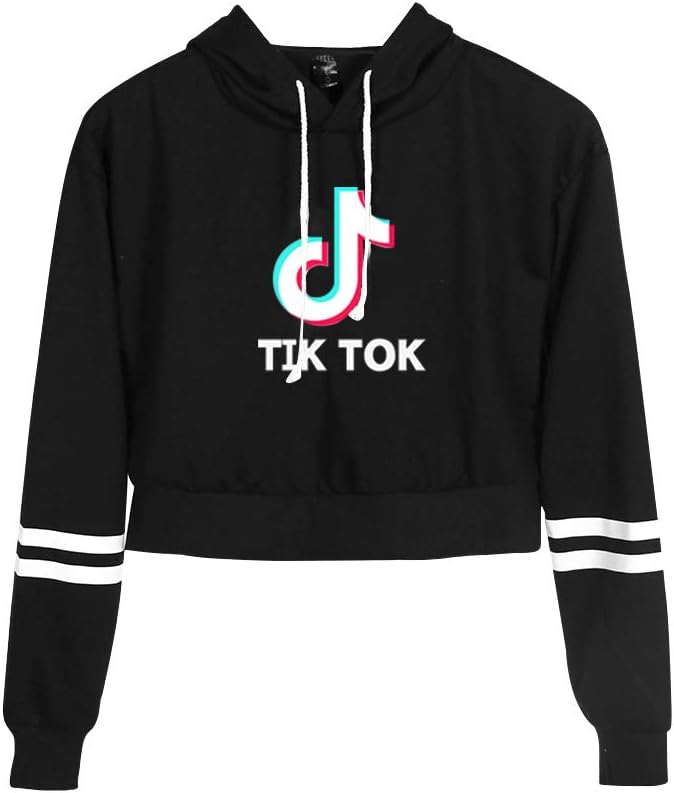 Women Cropped Hoodie Sweatshirt, Teen Girls Long Sleeve Crop Top Jumper Pullover Tops