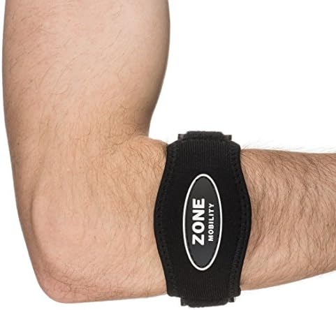 Zone Mobility Tennis Elbow Brace (2-Pack) — Neoprene Compression Supports Forearm, Reduces Strain &amp; Provides Pain Relief for Athletes, Golfers, Fishing and Billiards – Adjustable Comfort