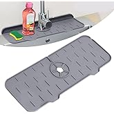 Silicone Faucet Sink Mat Sink Splash Guard, Sink Drain Pad Behind Faucet, Bathroom Drip Protector Splashback Countertop Prote