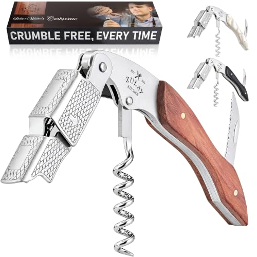 Zulay Kitchen Corkscrew Wine Opener - Premium 420 Stainless Steel & Rosewood