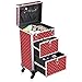 OUDMAY Makeup Case - Professional Rolling Artist Cosmetic Beauty Storage Organizer With 2 Large Locks and Drawer Crystal Red