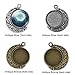 LANBEIDE 20PCS Moon Rotation Double Sided Round Bezel Blank 18mm Pendant Trays, with 40 Pieces Cabochons Settings Trays for Jewelry Making DIY Findings(Silver, Antique Bronze)