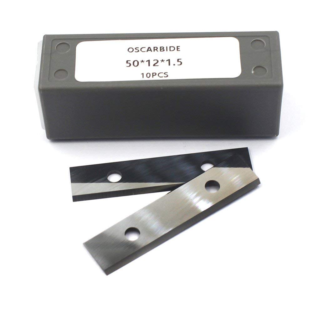 OSCARBIDE 50mm Solid Carbide Cutter Scrapers Double-Edged Replacement Insert Knife Blades Scraper(50x 12 x 1.5mm) for Woodworking Surfacing Planing Cutter Head & Hand Hold Scraper 10pcs