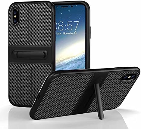 NEW IPHONE X Anti-Fall Protection Shockproof Cellphone Support Armor Hard TPU pc Cellphone case (Black)