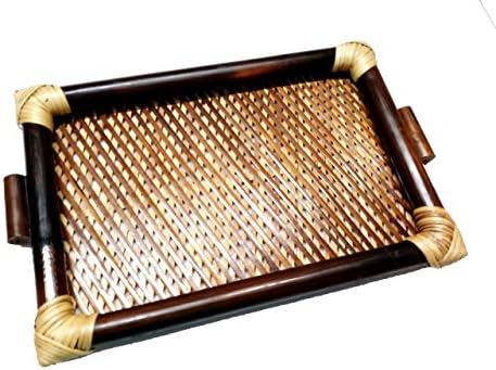 SRIGAM Large Size Wooden Bamboo Serving Tray Tea Serving Tray Breakfast Serving Tray Kitchen Item Serving Tray Bamboo Durable Serving Tray