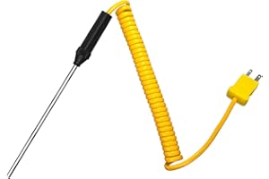 Xnrtop 1 Pcs K Type Thermocouple Probe, Handheld Temperature Sensor Thermocouple Probe Stainless Steel Probe K Type Sensor High Temperature Thermocouple -50 to 400℃ (TP10)