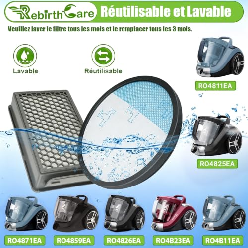 Filter for Rowenta Compact Power XXL Vacuum Cleaner RO48xx RO4Bxx RO4825EA | RO4811EA RO4823EA RO4B11EA RO4826EA RO4871EA RO4855EA RO4881EA RO4886EA RO4850EA RO4853EA RO4873EA, Replaces #ZR78000