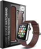E LV Watch Leather Strap Band with Adapter for Apple Watch 42mm - Brown