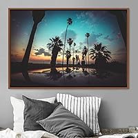 Framed Canvas Wall Art Palm Tree Colorful Cool Group Multicolor Photography Places Realism - 16x24 inches