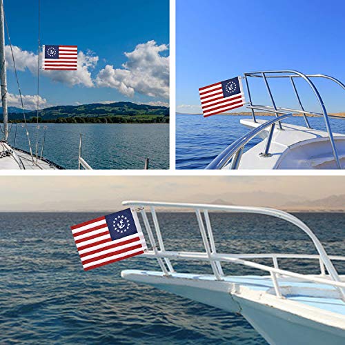 American Boat Flag Marine Flag with 4 Boat Flag Pole Kits, Double Sided Ensign Nautical USA