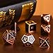 TecUnite 7 Die Metal Polyhedral Dice Set DND Role Playing Game Dice Set with Storage Bag for RPG Dungeons and Dragons D&D Math Teaching (Shiny Copper and Black)
