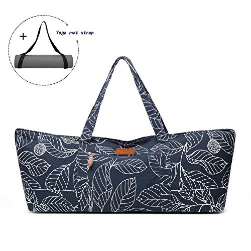 ELENTURE Extra Large Yoga Mat Tote Bag, Yoga Carrier Sling Bag with Multi-Functional Storage Pockets for Sports Gym Pilates (with Yoga Mat Carrying Strap)
