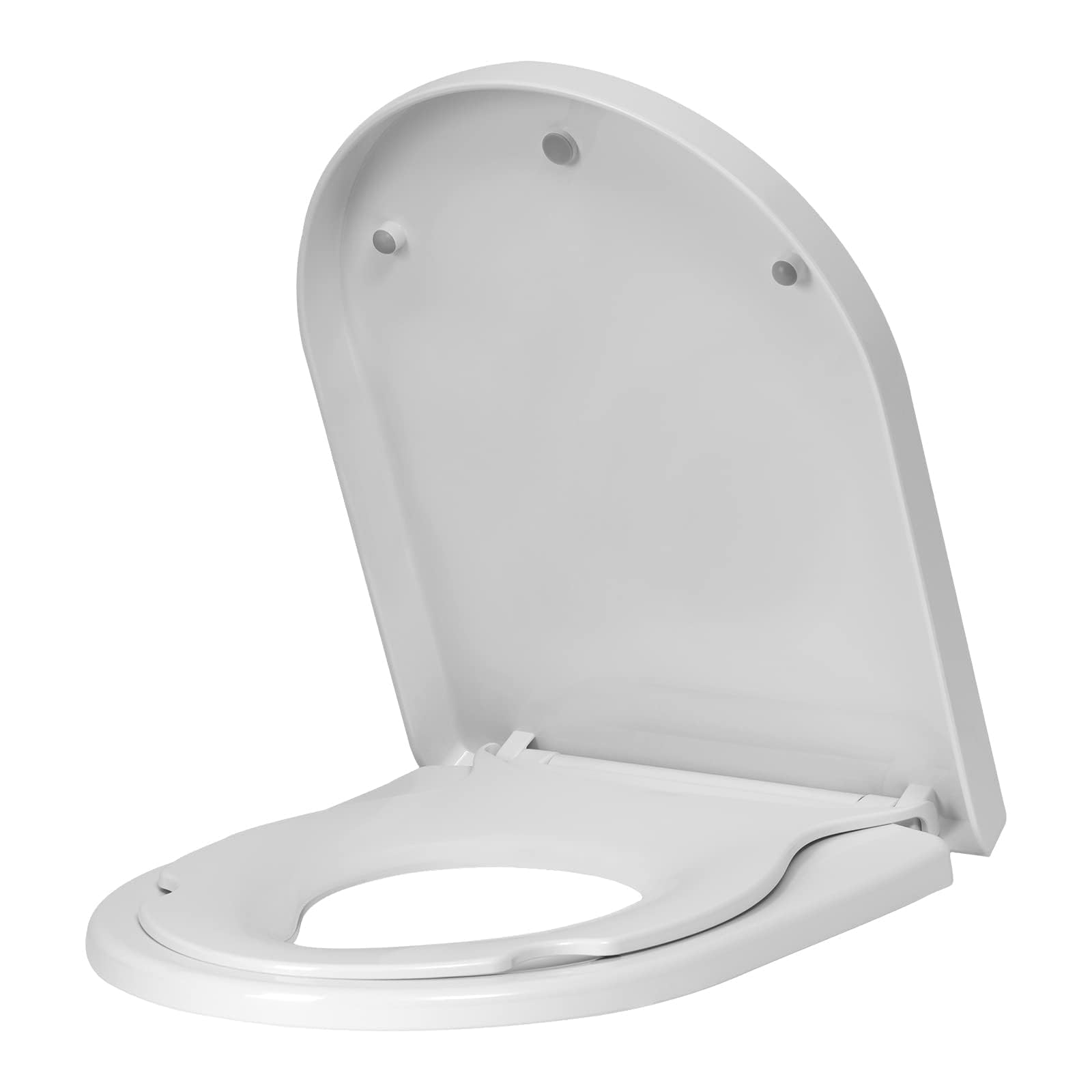 WOLTU Family Toilet Seat with Removable Child Seat, Soft Close Quick Release Toilet Seat D Shape, Easy Top and Bottom Mounting with Adjustable Hinges, 2-in-1 Toilet Lid White