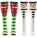 Gmark Multi Color Fancy Design Holiday Socks, Women's Winter Snowmen Lovely Cozy Knee High Stockings Fuzzy Thick Padding Socks for Christmas Gift 2-Pair