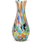 Ca D Oro Colored Glass Vase Confetti Effect Hand Blown Murano-Style Art Glass for Flower, Room Decoration and Centerpiece - Model Nº 83