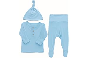 STROLLER SOCIETY Coming Home Outfit and Hat Set for newborn boy and newborn girl, soft and stretchy gender neutral baby clothes, layette