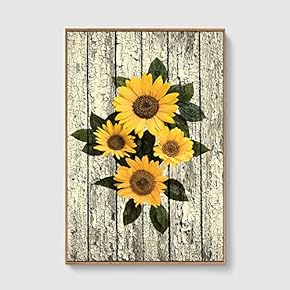 Framed Canvas Home Artwork Decoration Vintage Wood Canvas Wall Art for Living Room, Bedroom - 16x24 inches