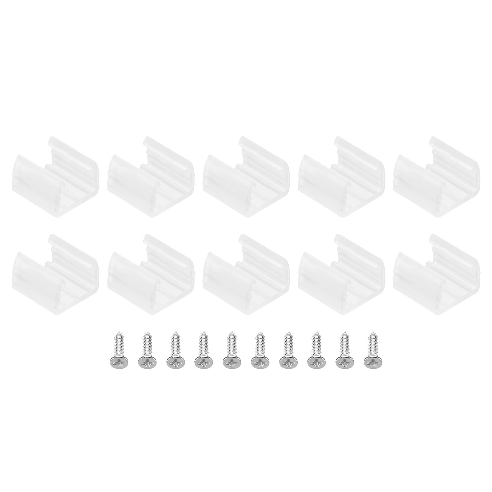 PATIKIL LED Strip Light Clips, 40 Pack Mounting Bracket Fixing Clips Plastic Clamp Holders with Screws for 10mm-12mm Neon RGB Light Cable Ribbon, Translucent