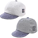 DANMY Baby Boy Baseball Cap Striped Sunhat Girl Brim Sun Protection Bow Hat (2pcs (as Shown))