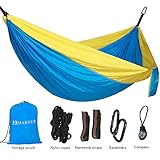 MARNUR Camping Hammock Nylon Parachute Hammock Single&Double Portable Hammock Straps with Compass for Outdoor Hiking Backpacking Travel and Home yard