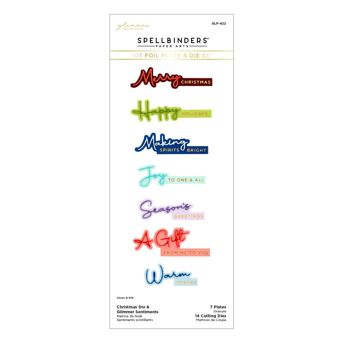 Spellbinders Christmas Die & Glimmer Sentiments Hot Foil Plate & Die Set from the Classic Christmas Collection