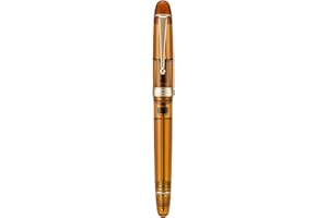 Asvine V126 Vacuum Filling Fountain Pen Extra Fine Nib, Transparent Brown Acrylic, Large-Capacity with Gift Case