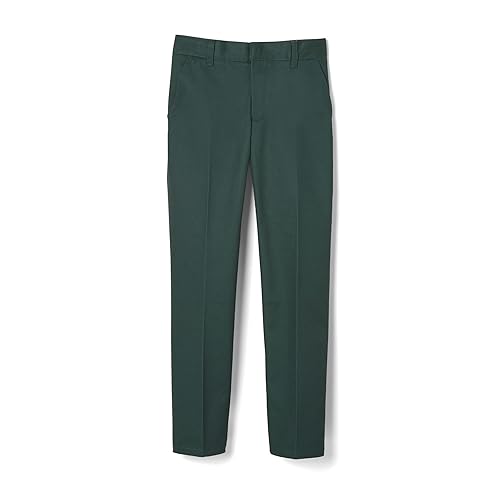 French Toast Boys' Relaxed Fit Twill Pant with Adjustable Waist in Standard Slim and Husky, Hunter Green, 5