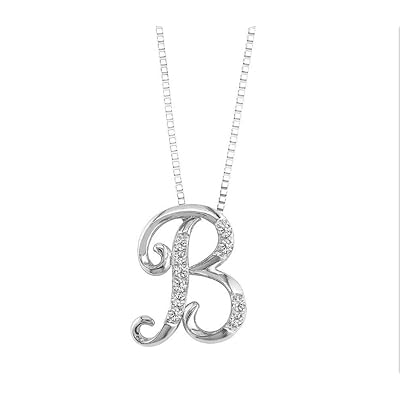 JMS Jewelry 18K White Gold InitialB Pave with Diamond Pendant 39
