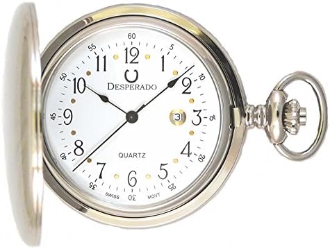 Desperado"Roosevelt" Chrome Plated Pocket Watch with Swiss Made Quartz Movement