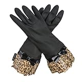 Black Fashion Gloves with Leopard Cuff and Bow by Gloveables