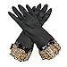 Black Fashion Gloves with Leopard Cuff and Bow by Gloveables
