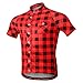 WOSAWE Men's Plaid Cycling Jersey Short Sleeves Printed Bike Shirts