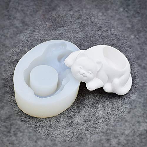 Silicone Mold Cat Shape Flower Pot Molds Concrete for Succulent Plant Flower Pot - Thumbnail 3
