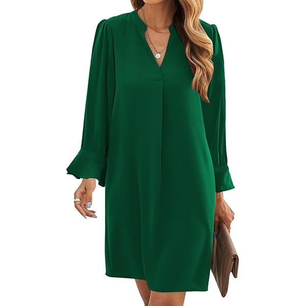 green long sleeve shift dress Jude High Neck Shift Dress - Green main image 0