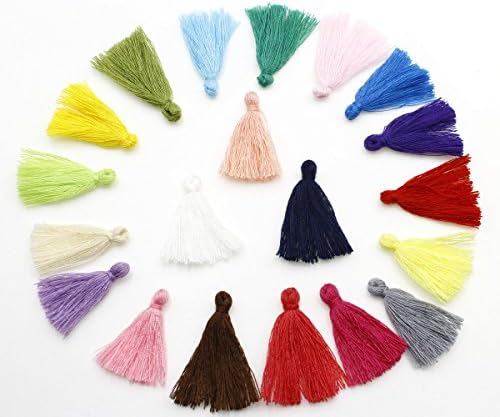 QianCraftKits Tassels Pendant Multi-color Handmade Long Cottons Decorations,DIY Craft Supplies for keychains,Jewelry Making,Earing or Bookmarks and Necklace(300pc,20colors)