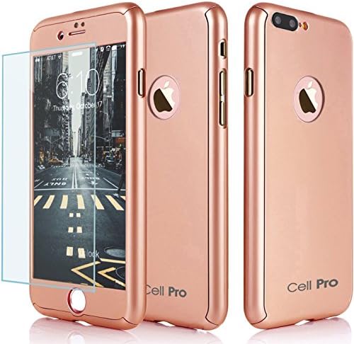 iPhone 7 Plus Case 360 CellPRO [Full Body Series] Premium Hard TPU Cover-Full Protection (Dual Layer 0.1 mm Slim) Anti-Slip Grip Designed Ultra Clear Screen Protector Glass for Apple iPhone7+ (Pink)