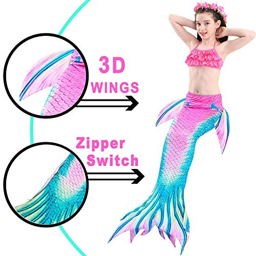 image for iGeeKid Garlagy 3 Pcs Girls Swimsuit Mermaid Tails for Swimming Bikini