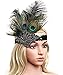 BABEYOND 1920s Flapper Headband Peacock Feather Headpiece Gatsby Accessories for Women Sequined Showgirl Headpiece (Style-1)