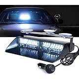 Xprite White 16 LEDs High Intensity LED Law Enforcement Emergency Hazard Warning Strobe Lights For Interior Roof/Dash/Windshield With Suction Cups