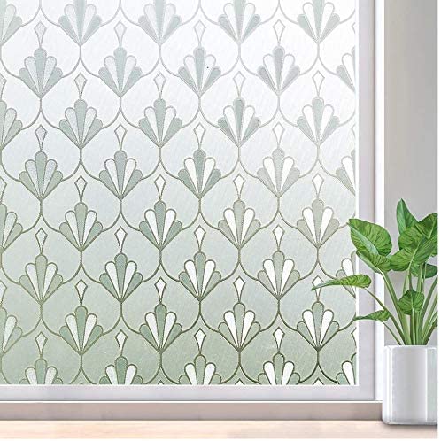 rabbitgoo Privacy Window Film Non Adhesive Frosted Glass Film Anti UV Window Sticker Self Static Cling Decorative Glass Covering for Home Kitchen Living Room, Removable & Reusable, 44.5 x 200 cm
