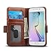Galaxy S6 Edge Case, ACLUXS Wallet Leather Case [ GENUINE LEATHER of COWHIDE ] (LIFE TIME WARRANTY) for Samsung Smartphone Phone S6 Edge Stand Carrying Style 100% Handmade (BROWN)