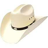 Western Express Natural Straw Cowboy Hat for Men and Women - Cattleman Style with Black Hat Band and Silver Conchos