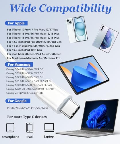 USB C Headphones for iPhone 17-2 Pack Type C Earphones for iPhone 15/16 Pro Max/Plus USB C Headphones Built-In Microphone and Volume Control Wired Earphones USB C for Galaxy S23/22/21/20 Ultra-White